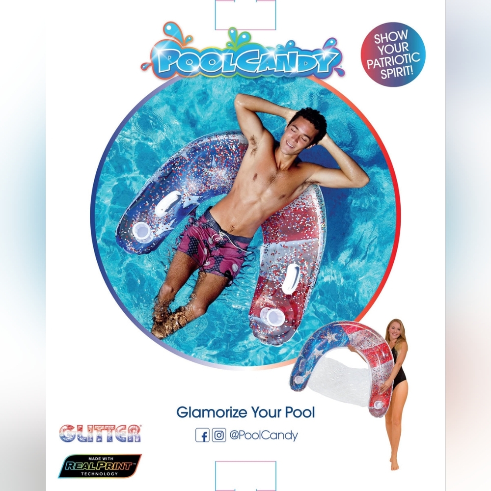 Inflatable Sun Chair Stars & Stripes Glitter PoolCandy